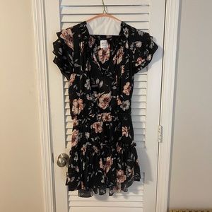 Misa Los Angeles black and pink flowered dress